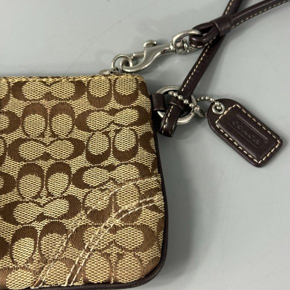 Coach Brown Canvas CC Monogram Wristlet - Picture 3 of 9